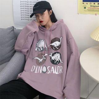 Dinosaur Print Hooded Pullover