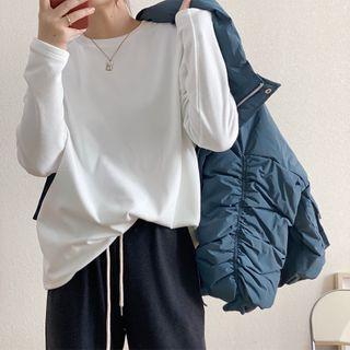 Plain Long-sleeve T-shirt / Mock-neck T-shirt