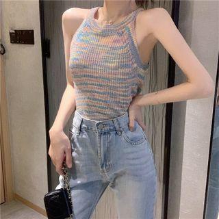 Multicolored Knit Camisole Top Blue & Purple - One Size