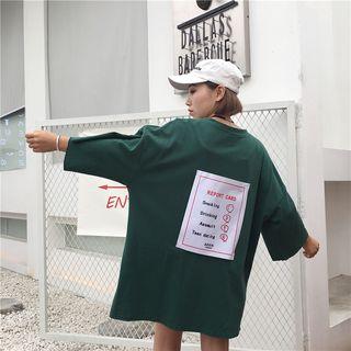 3/4-sleeve Applique T-shirt Dress