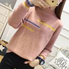Color Panel Mock-neck Sweater