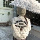 Embroider Letter Oversize Padded Jacket White - One Size