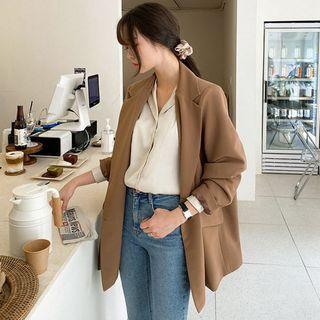 Plus Size Double-breasted Boxy Jacket