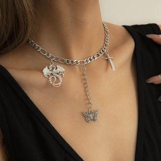 Charm Chain Choker 3762 - Silver - One Size