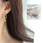 Faux Pearl Alloy Star Dangle Earring 1 Pair - White & Gold - One Size