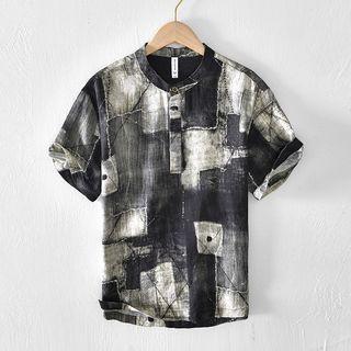 Short-sleeve Denim Print T-shirt