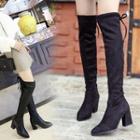 Elastic Faux Leather Over-the-knee Boots