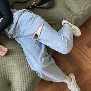 High-waist Distressed Wide-leg Sweatpants