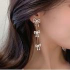 Rhinestone Bow Drop Earring E1276 - 1 Pair - Gold - One Size