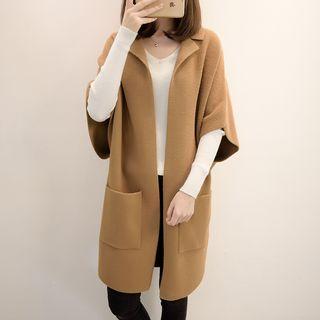 Notch Lapel Elbow-sleeve Cardigan