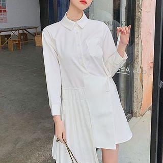 Pleated Asymmetrical Shirtdress