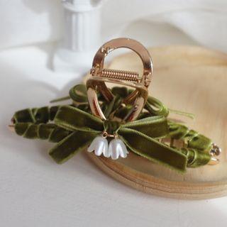 Floral Hair Claw Green & Gold - One Size
