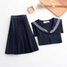 Marine Collar Top / Pleated Skirt