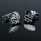 Patterned Cuff Link Silver, Black - One Size