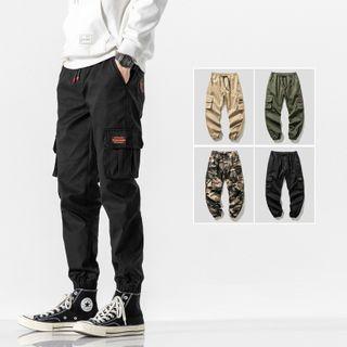 High-waist Drawstring Letter Pants