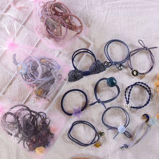 Plain Hair Tie Set C0936 - Coffee - One Size