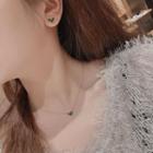 Gemstone Heart Necklace / Heart Stud Earring / Set