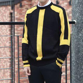 Contrast-trim Raglan-shoulder Sweater