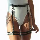 Chain Layered Faux Leather Garter Belt