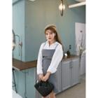 Set: Pocket-detail Loose-fit Shirt + Spaghetti-strap Dress