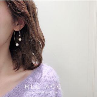 Faux Pearl Open Hoop Earring 1 Pair - Faux Pearl - One Size
