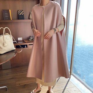 Round Neck Plain Cape Coat