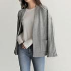 Open-front Ribbed Cardigan With Sash