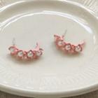 Faux Pearl Flower Dangle Earring 1 Pair - 1630 - Pink Trim - Faux Pearl - White - One Size