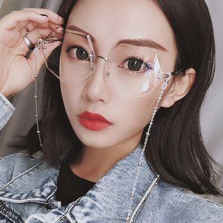 Geometric Rimless Eyeglasses With Chain