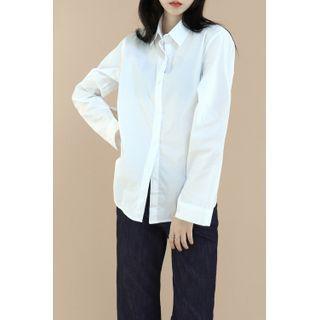 Round-hem Cotton Shirt White - One Size