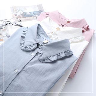 Long-sleeve Frill Trim Shirt