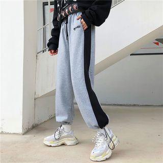 Drawstring Waist Color-block Pants