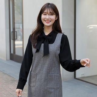 Tie-neck Slit-side Blouse