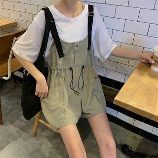 Plain Short-sleeve T-shirt / Drawstring Jumper Shorts