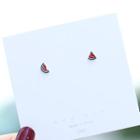 Non-matching Watermelon Stud Earring 1 Pair - Watermelon Red - One Size