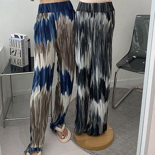 Lettuce-hem Dyed Pleated Pants