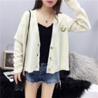 Avocado Embroidered V-neck Cardigan