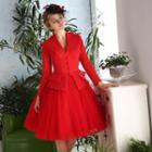 Long-sleeve V-neck Party Dress