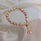 Faux Pearl Bracelet Pink Faux Pearl - Gold - One Size