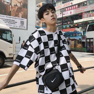 Checked Elbow Sleeve T-shirt