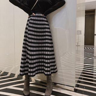 Midi Checker Knit Skirt