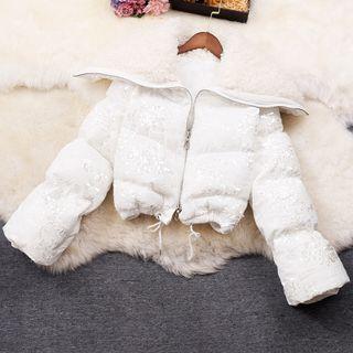 Fleece Panel Sequined Padding Jacket