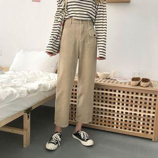 Cropped Corduroy Straight-leg Pants
