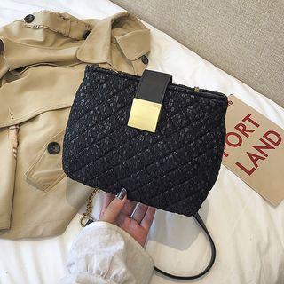 Lace Chain Strap Quilted Crossbody Bag Black - One Size