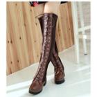 Chunky Heel Lace Up Over-the-knee Boots