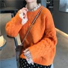Sheer Lace Blouse / Plain Sweater