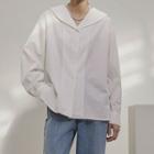 Sailor-collar Logo-embroidered Blouse
