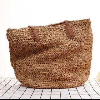 Woven Shoulder Bag Camel - One Size