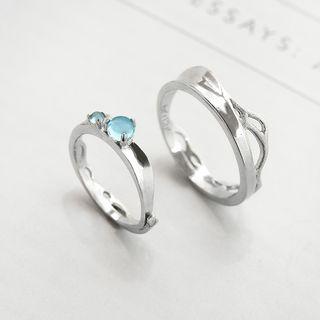 925 Sterling Silver Crystal Couple Matching Ring / Set
