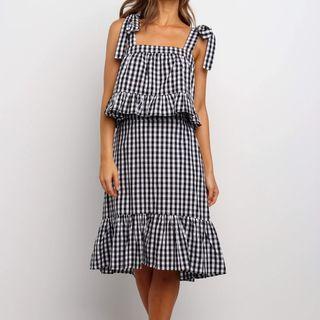 Set: Gingham Camisole + A-line Skirt